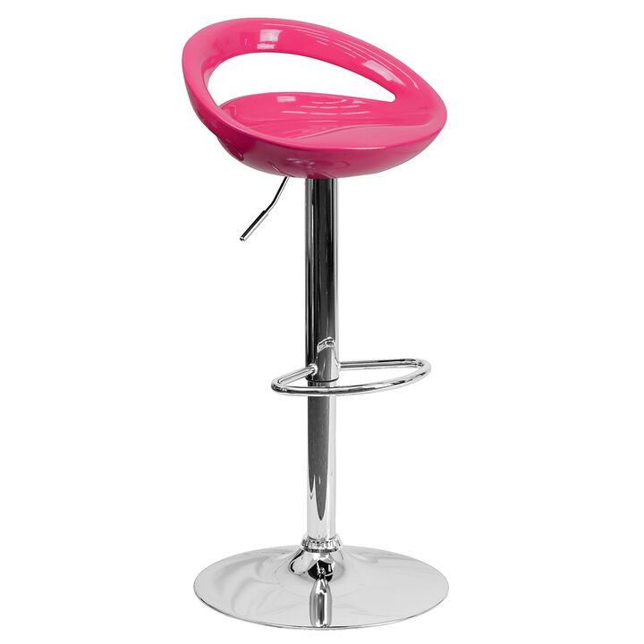 Flash Furniture Plastic Adjustable Height Barstools, Set of 1, Pink