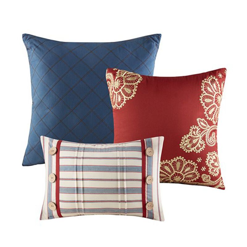 Gracie Mills Carmen 6-Piece Cozy Cottage Retreat Reversible Cotton Twill Quilt Set with Throw Pillows