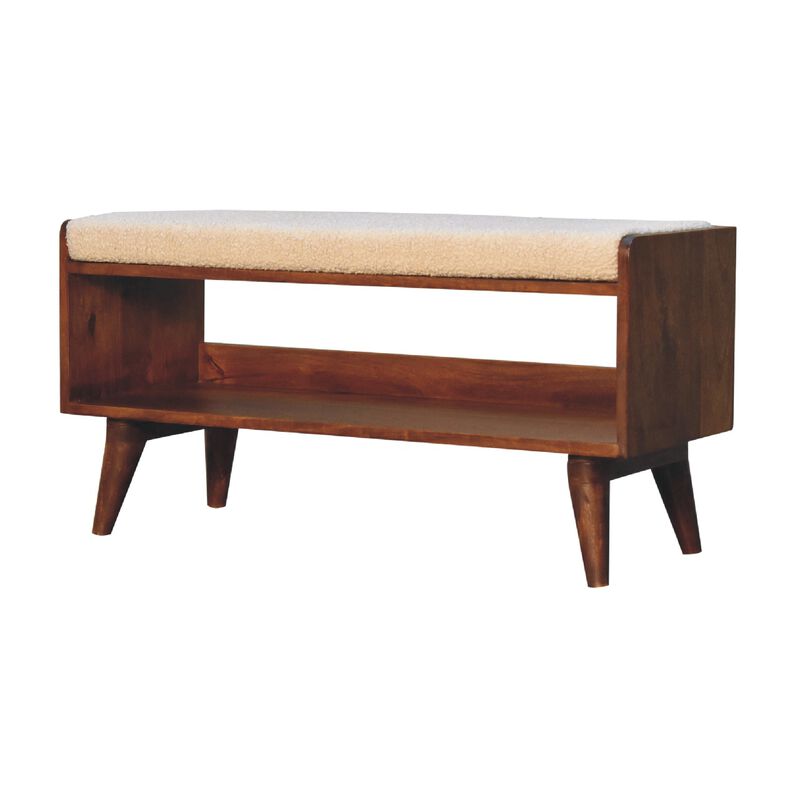 Boucle Nordic  Solid Wood Storage Bench