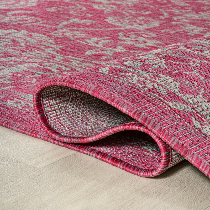 Tela Bohemian Textured Weave Floral Indoor/Outdoor Area Rug