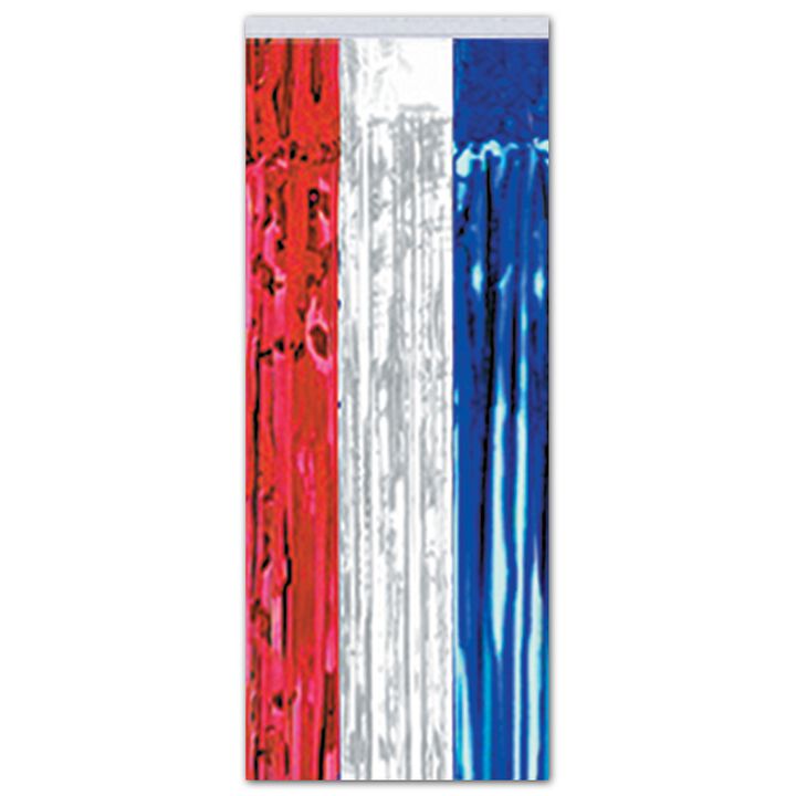 Pack of 6 Patriotic Red  White and Blue Hanging Gleam'n Curtain Party Decorations 8'