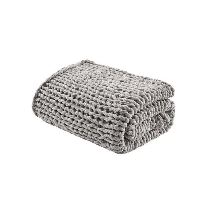 Belen Kox Cozy Grey Chunky Knit Throw, Belen Kox