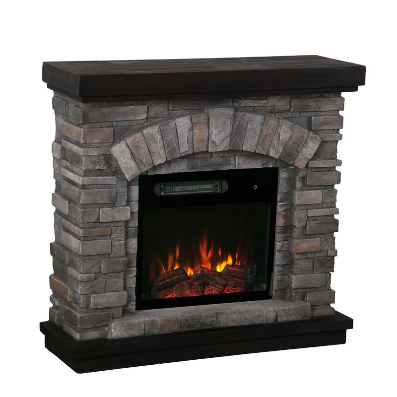 FESTIVO 36" Faux Stone Freestanding Electric Fireplace w/ Remote Control