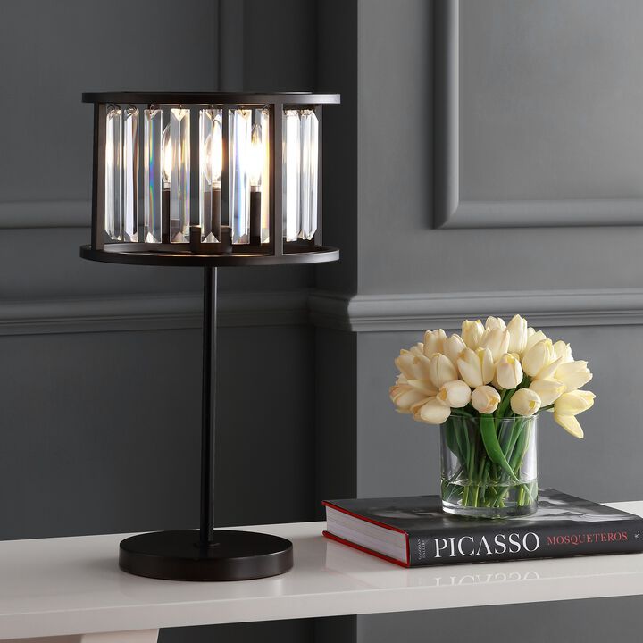 Bevin 21.5" Metal/Crystal LED Table Lamp, Oil Rubbed Bronze/Crystal
