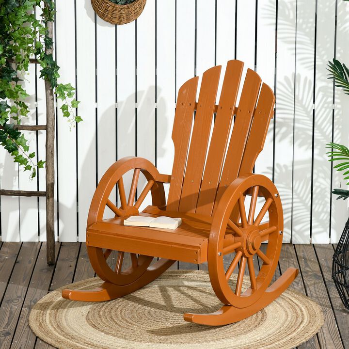 Adirondack Rocking Chair: Teak Oversize Slatted Design for Porch, Poolside, or Garden