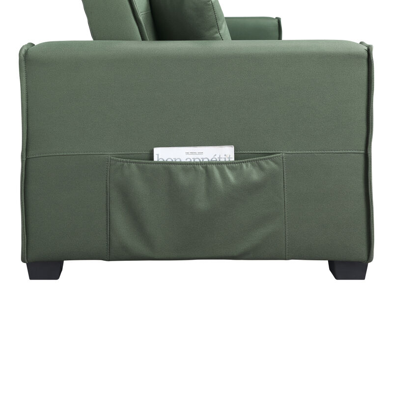 Octavio Adjustable Sofa w/2 Pillows, Green Fabric LV