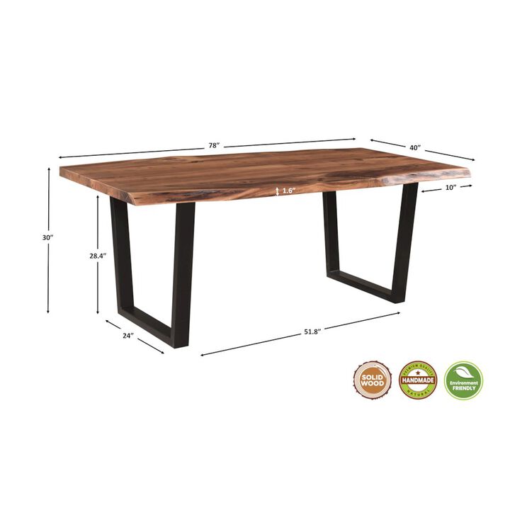 Taran Designs Oren 78 Live Edge Solid Wood Dining Table