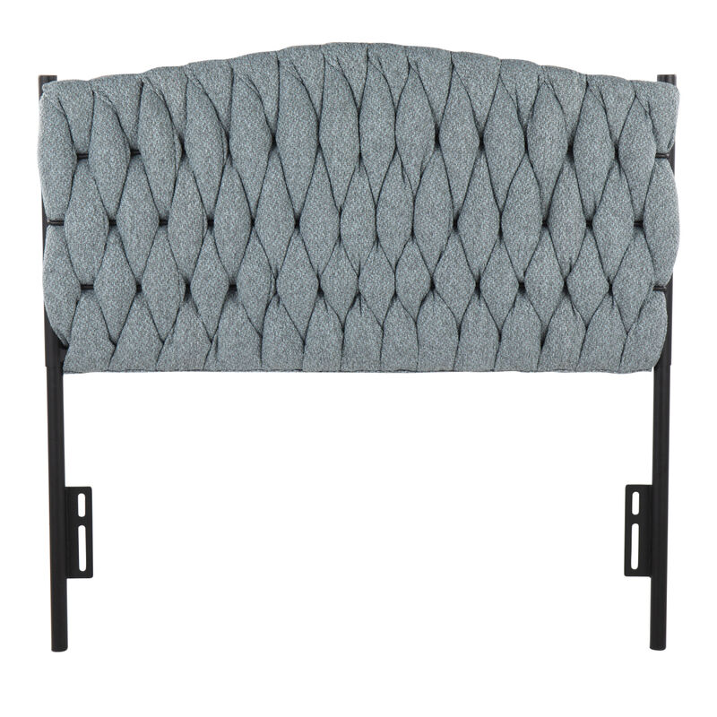 Braided Matisse Twin Size Headboard in Black Metal and Blue Fabric by Lumi Source