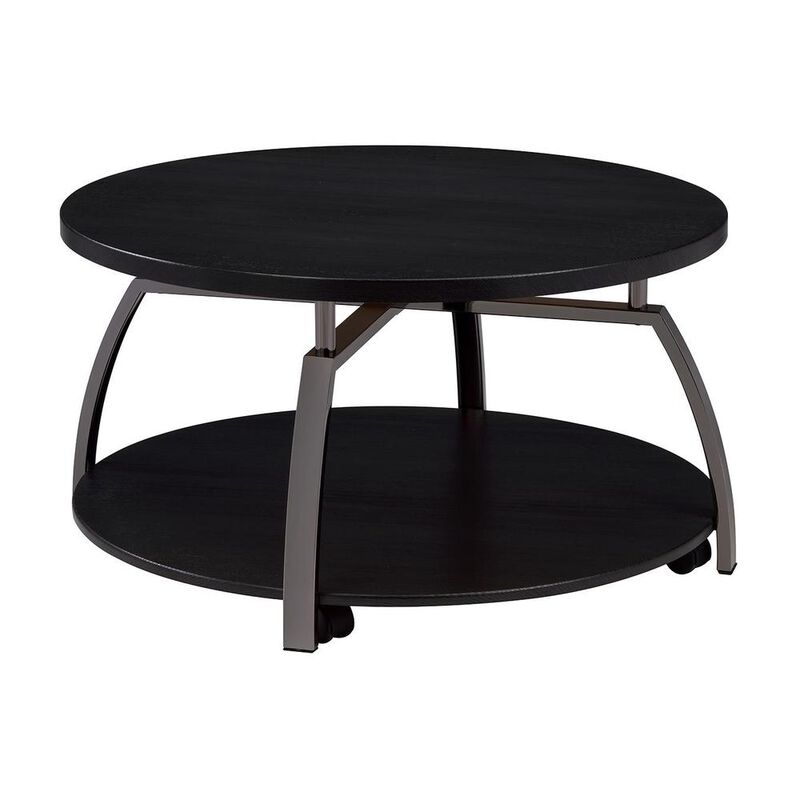 Dacre Round Coffee Table Dark Grey and Black Nickel