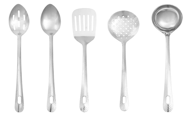 Premium Stainless Steel Supreme Hammered Kitchen Utensils - 5 Piece Set