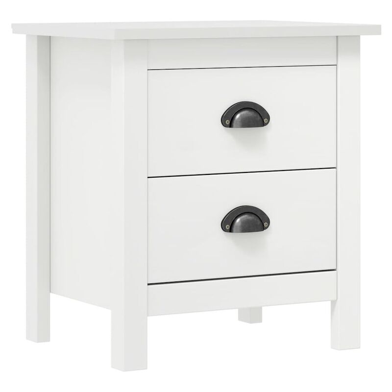 Bedside Cabinet Hill 2 pcs White 18.1"x13.8"x19.5" Solid Pine Wood