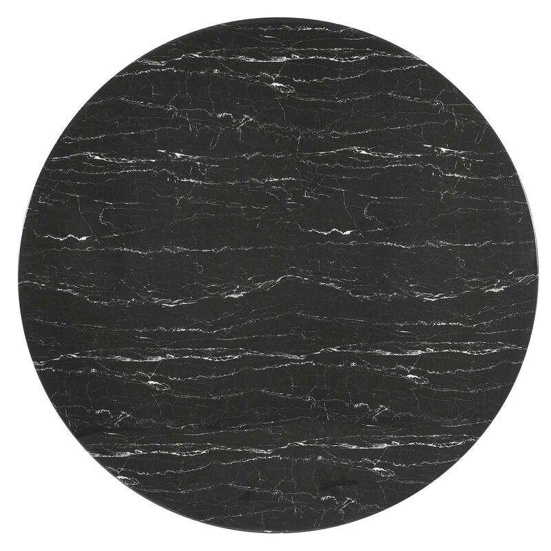Modway - Lippa 60" Round Artificial Marble Dining Table Black Black