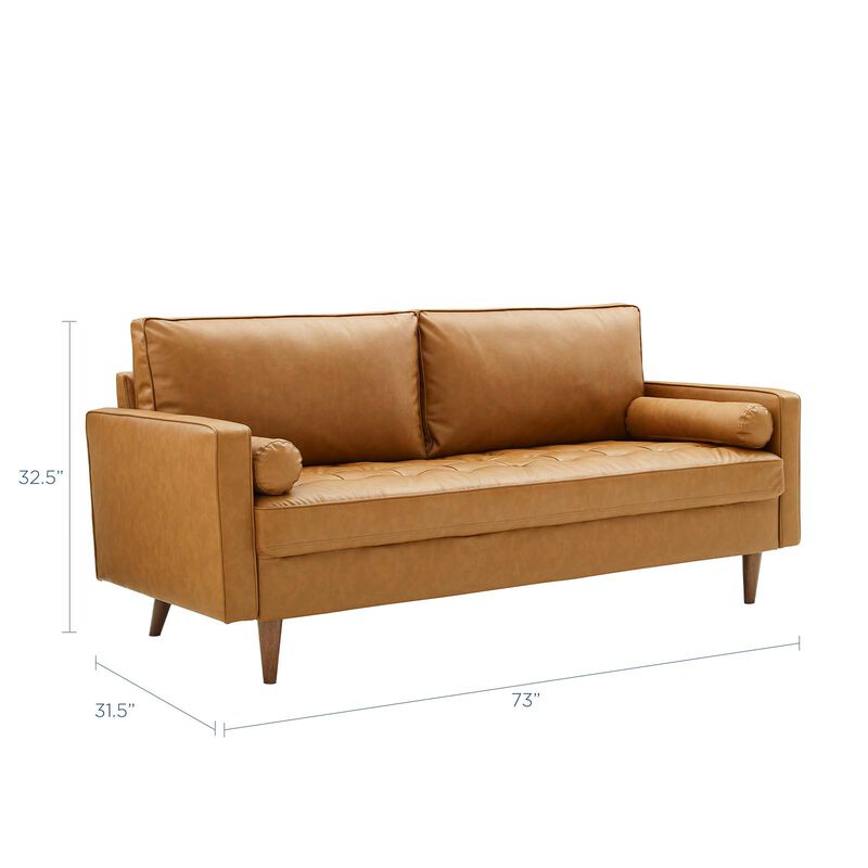 Valour Upholstered Faux Leather Sofa Brown