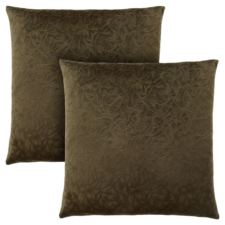 Monarch Specialties I 9263 Pillows, Set Of 2, 18 X 18 Square, Insert Included, Decorative Throw, Accent, Sofa, Couch, Bedroom, Polyester, Hypoallergenic, Green, Modern