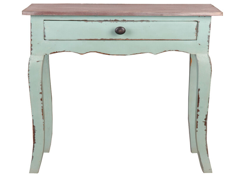 Shabby Chic Cottage 23.8 in. Bahama Rectangular Solid Wood End Table with 1 Drawer