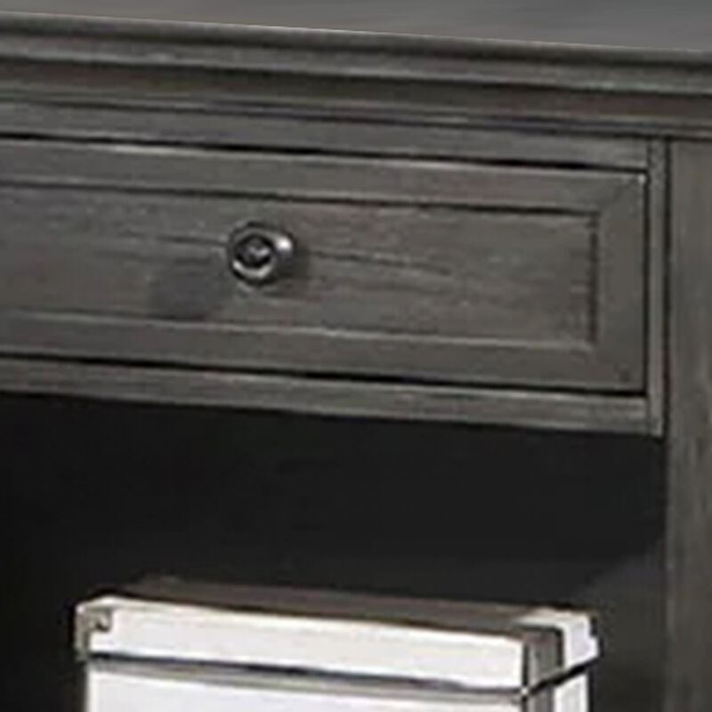 Zenny 26 Inch Nightstand with 1 Drawer, Open Lower Shelf, Gray Solid Wood - Benzara
