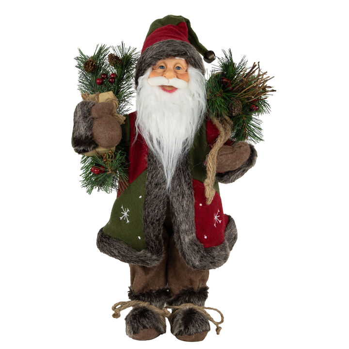 16" Country Santa Claus with Snowflake Jacket Standing Christmas Figure