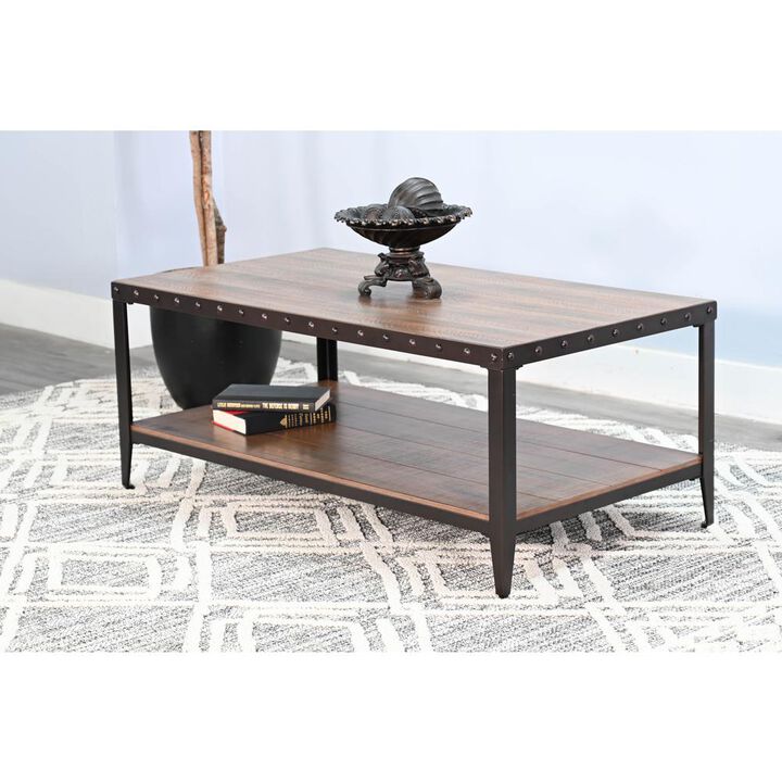 Sunny Designs San Diego Metal & Solid Wood Coffee Table in Brown