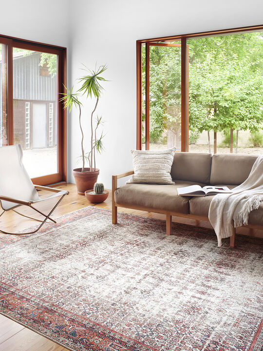 Layla LAY12 Ivory/Brick 3'6" x 5'6" Rug by Loloi II