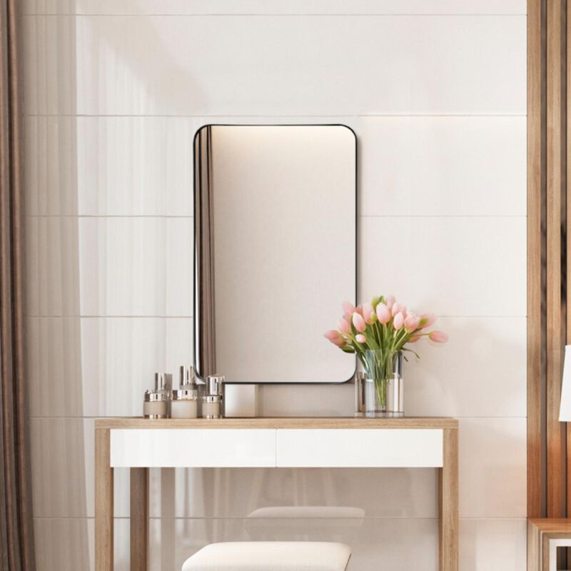 Metal Frame Wall-Mounted Rectangle Mirror