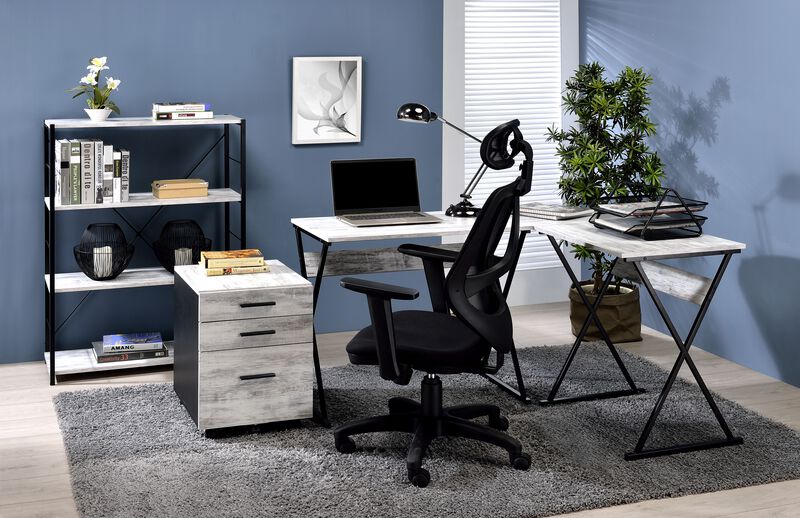 ACME Zafiri Writing Desk, Antique White & Black Finish