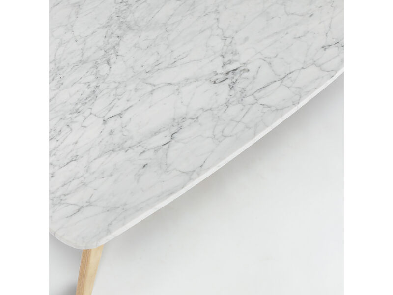 Laura 43" Rectangular Italian Carrara White Marble Coffee Table with Shelf