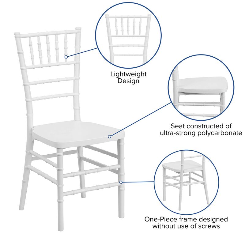 Flash Furniture HERCULES PREMIUM Series White Resin Stacking Chiavari Chair