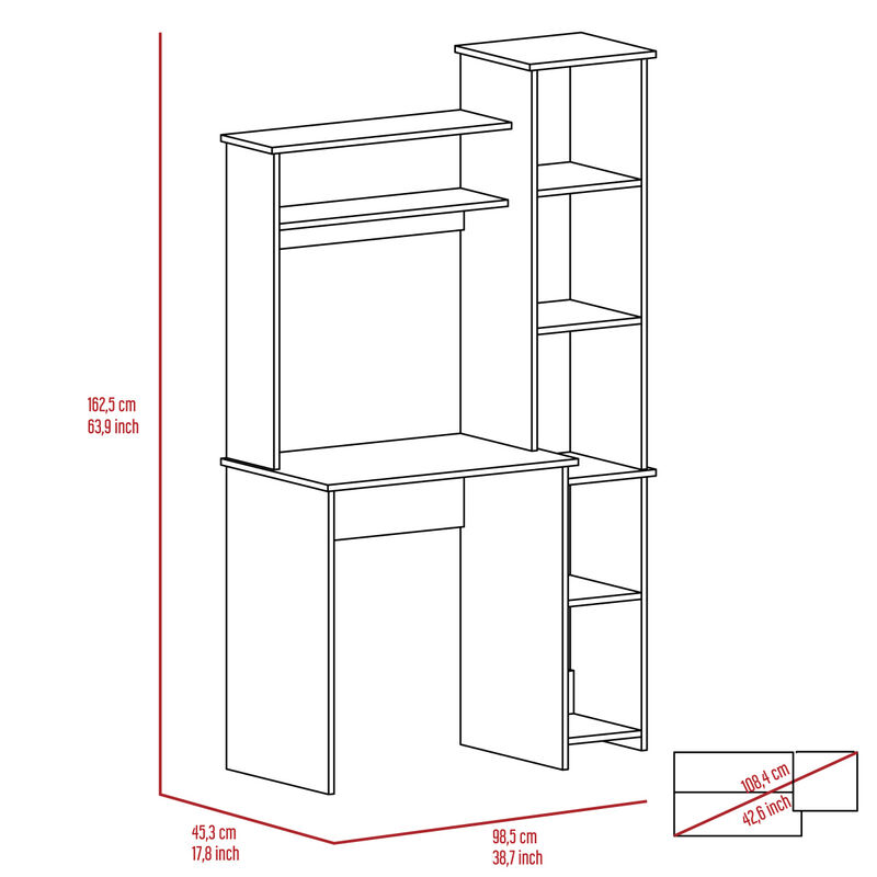 Versailles Writintg Desk, Two Superior Shelves, Five Cubbies