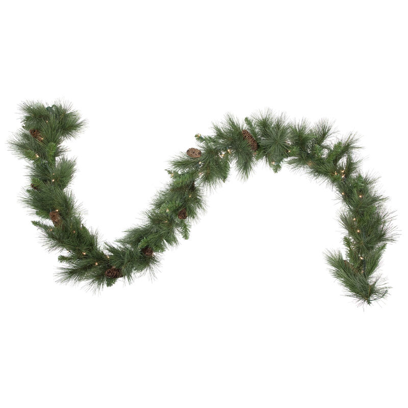 9' x 12" Pre-Lit White Valley Pine Artificial Christmas Garland  Clear Lights