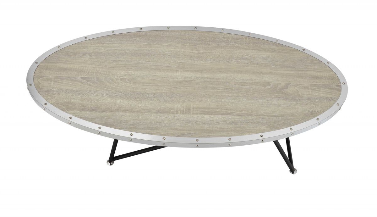 Homezia 46" X 23" X 15" Weathered Gray Oak Particle Board Coffee Table