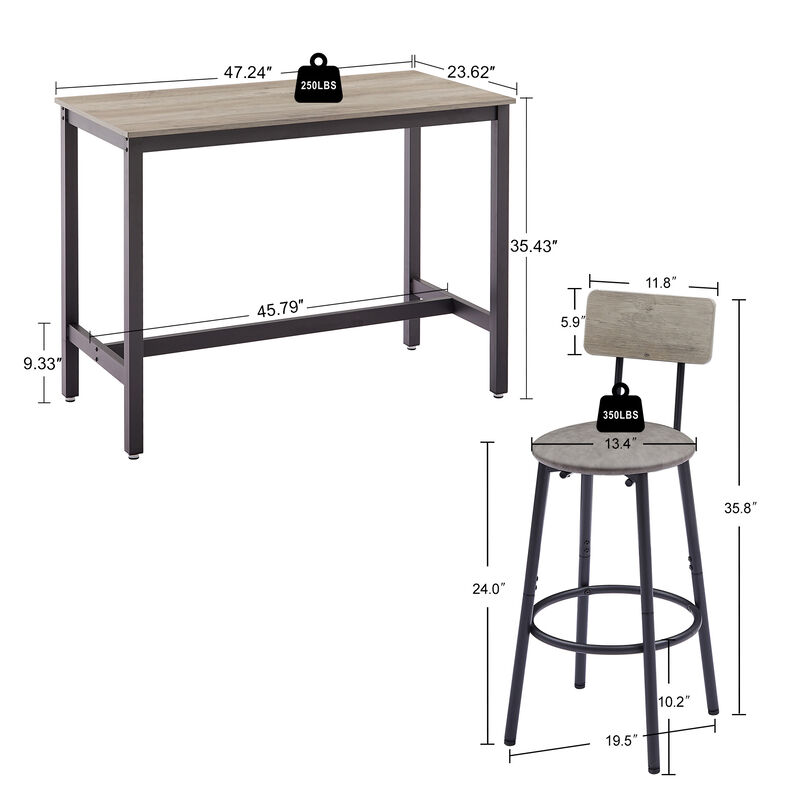 Merax Bar Table with 4 Bar Stools Retro Dining Set