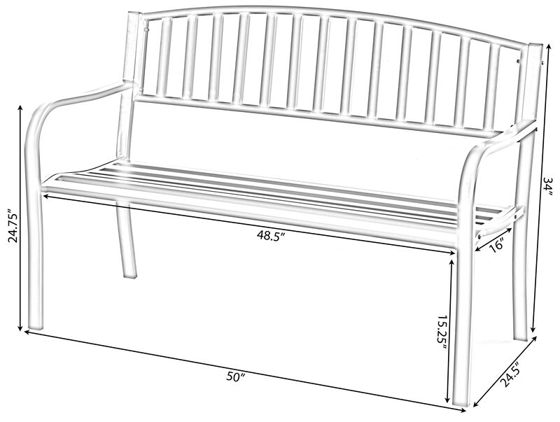 Steel Garden Park Bench Cast Iron Frame Patio Lawn Yard Decor, Black Seating Bench for Yard, Patio, Garden, Balcony, and Deck