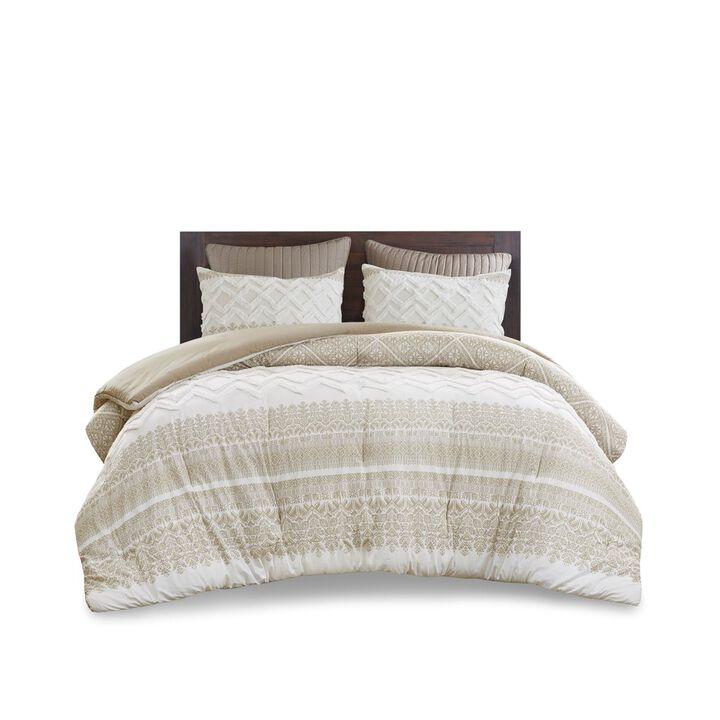 Gracie Mills Robbins 3-Piece Cotton Comforter Set with Chenille Tufting