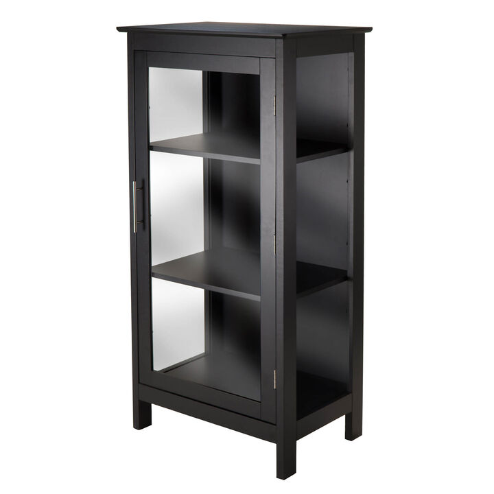 Wood Poppy Display Cabinet, Glass Door, Black