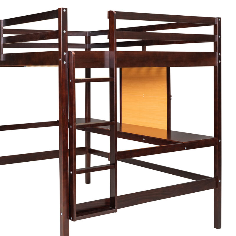 Merax Modern  Wooden Loft Bed with Desk