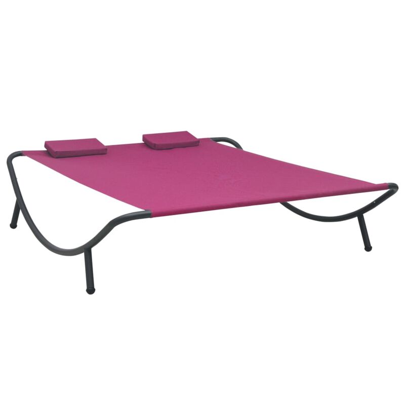 vidaXL Lounge Bed - All-Weather Outdoor Lounge Bed in Vibrant Pink - Weather-Resistant Oxford Fabric with Sturdy Steel Frame - Ideal for Patio, Beach, or Garden Use