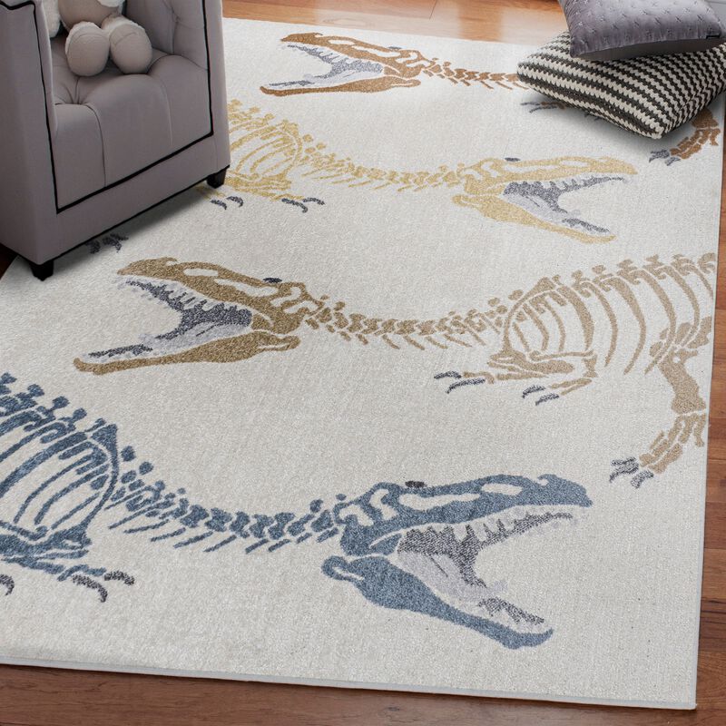 Kingdarr T-Rex Modern Kids Machine-Washable Area Rug