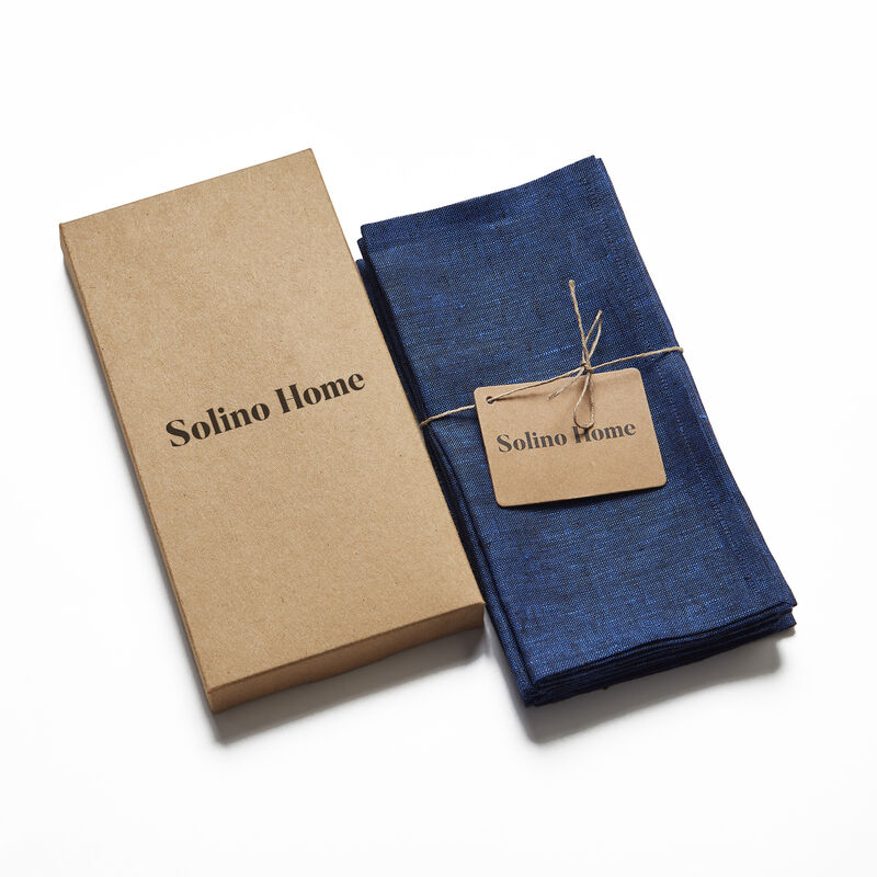 Solino Home 100% Pure Linen Cocktail Napkin 9 X 9 Inch Set of 12 | Athena