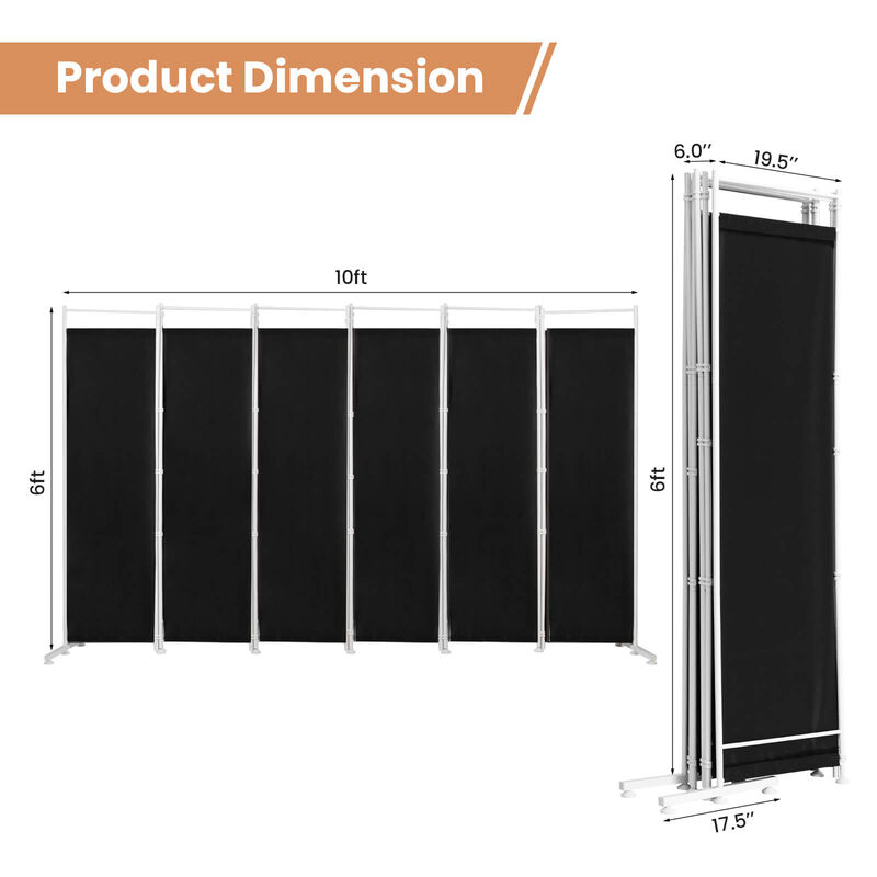 6-Panel Room Divider Folding Privacy Screen