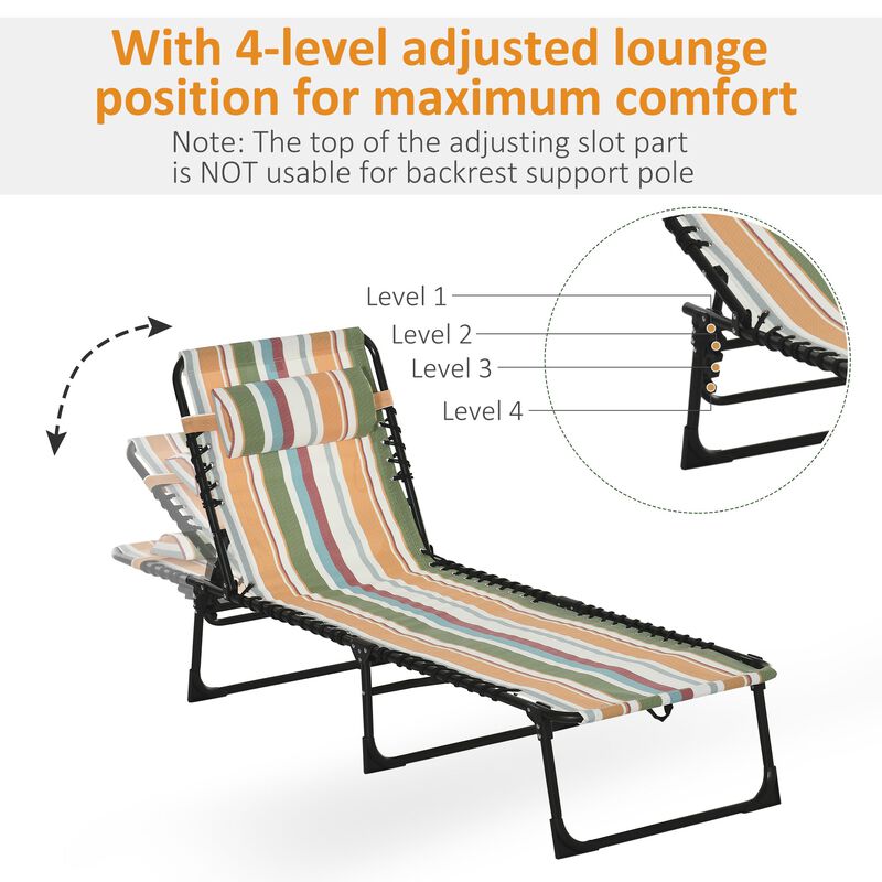 Colored Sun Lounger: Folding Chaise with 4-Position Backrest for Patio, Deck