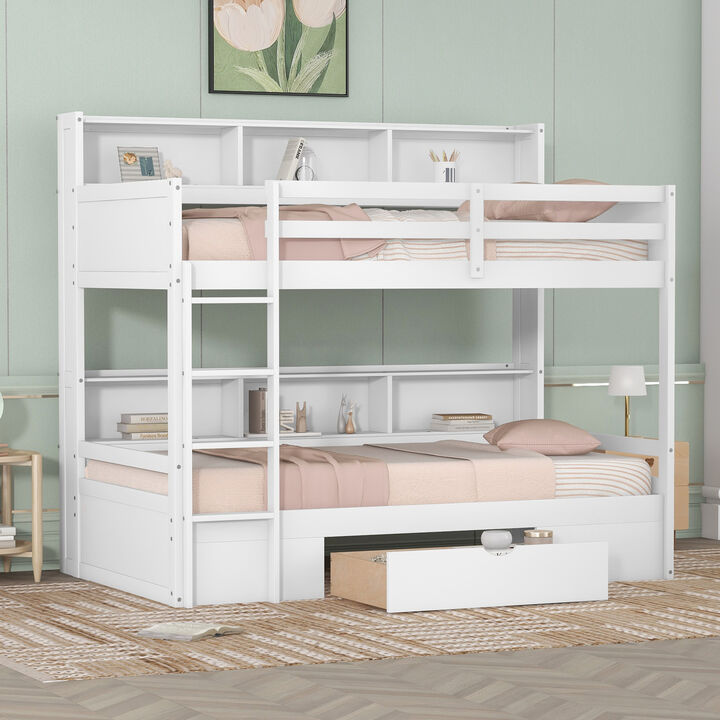 Merax Modern Bunk Bed with Built-in Shelves