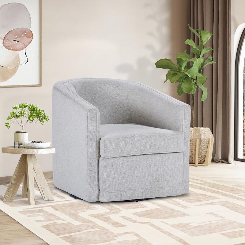 New Classic Furniture Poppy Light Gray Polyester Fabric Accent Swivel Arm Chair