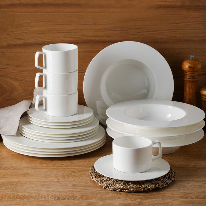 Stone Lain Sylvie Bone China 20 Piece Dinnerware Set, White