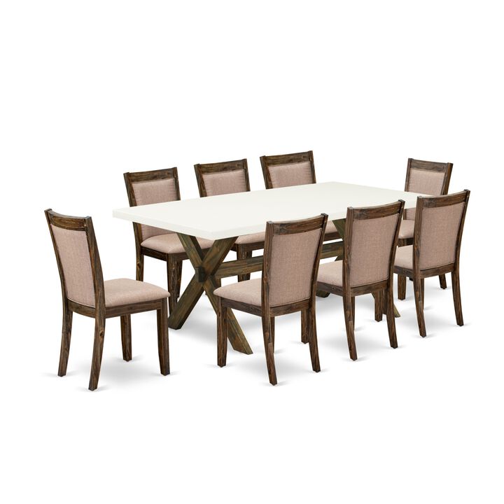 East West Furniture X727MZ716-9 9Pc Dining Set - Rectangular Table and 8 Parson Chairs - Multi-Color Color