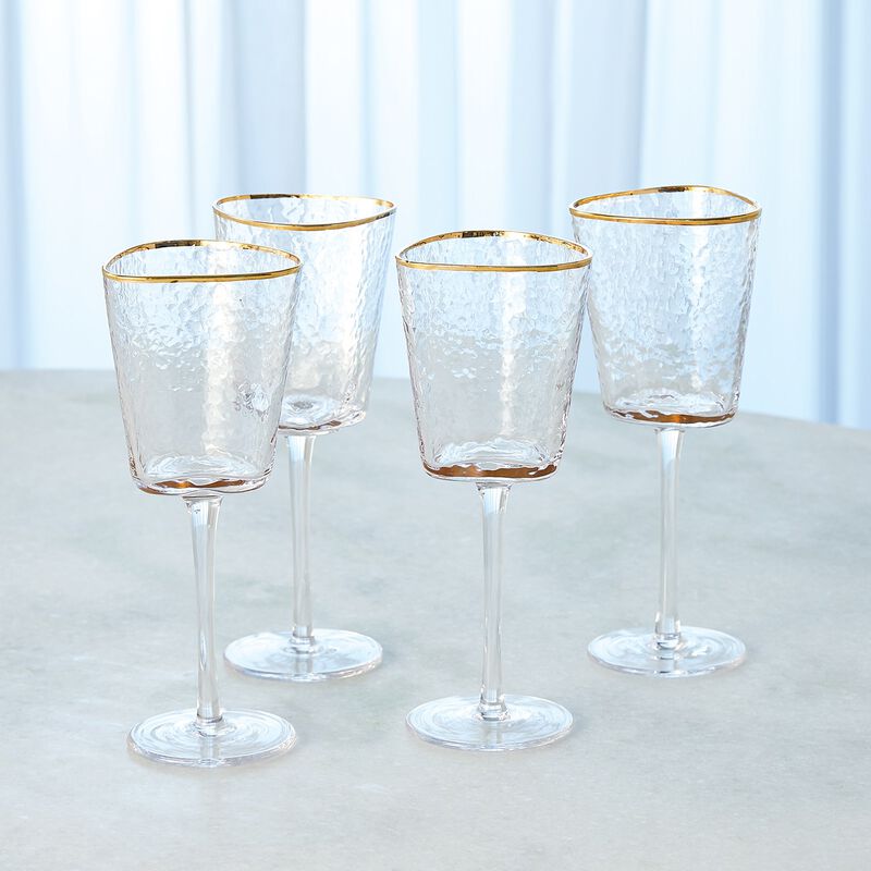 Set of 4 Hammered Wine Glasses