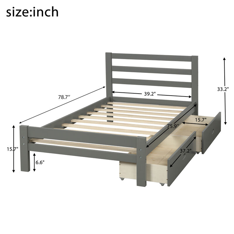 Merax Wood platform bed with two drawers