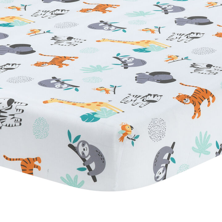 Bedtime Originals Mighty Jungle Animals Baby/Infant/Toddler Fitted Crib Sheet