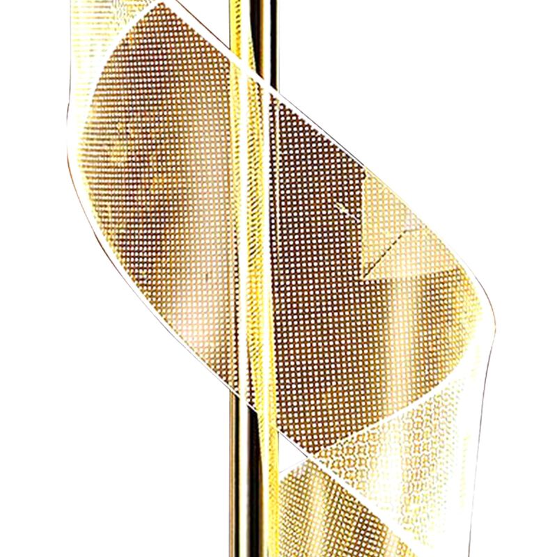 Melly 19 Inch Table Lamp, LED Swirl Ribbon Design, Acrylic, Bright Nickel-Benzara