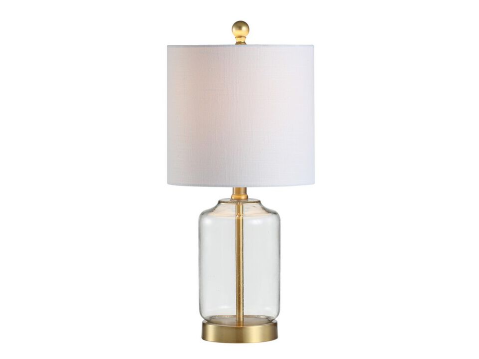 Duncan 20.5" Glass/Metal LED Table Lamp, Brass/Clear