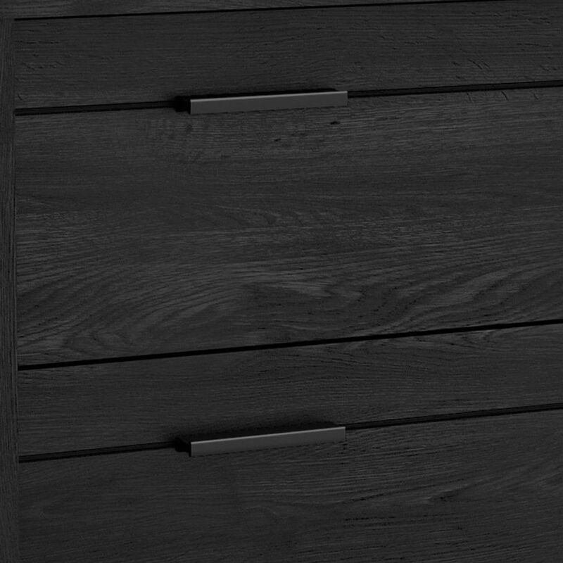 Hivvago Modern Bedroom Nightstand in Grey Black Wood Finish